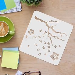 プラスチック再利用可能な描画絵画ステンシル テンプレート  スクラップブック、布地、タイル、床、家具、木材の塗装用  正方形  花柄  300x300mm&nbsp;DIY-WH0172-307