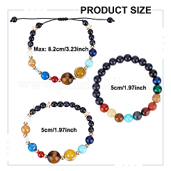 3Pcs 3 Styles Natural & Synthetic Mixed Gemstone & Plastic Beaded Stretch Bracelet & Braided Bead Bracelet&nbsp;BJEW-AN0001-28