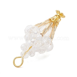 ガラスチャーム  アイスクリームチャーム  合金と鉄のパーツと  多面カット  透明  35.5x18mm  穴：4.5mm&nbsp;PALLOY-MZ01302-02