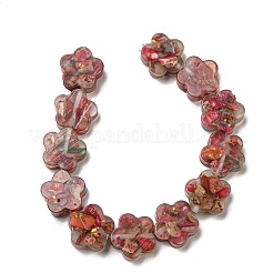 天然の染色されたインペリアルジャスパーと樹脂ビーズの連売り  花  サクランボ色  15x16x5.5mm  穴：1.2mm  約12個/連  8.46''（21.5センチメートル）&nbsp;G-G083-G03-01