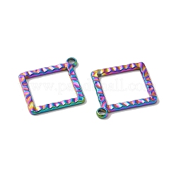 イオンプレーティング（IP）304ステンレスペンダント  ひし形チャーム  虹色  30.5x27.5x2mm  穴：3mm&nbsp;STAS-H212-20MC
