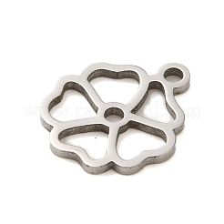 変色しない304ステンレススチールチャーム  レーザー切断  ステンレス鋼色  花  13.5x11x1mm  穴：1mm&nbsp;STAS-S123-01P-08