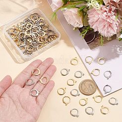 120個 2スタイル 304ステンレススチール フレンチフックピアス金具  水平ループ付き  ゴールデン·ステンレス鋼色  14.5x12mm  穴：1.2mm  ピン：0.8~1.2mm  60個/スタイル&nbsp;STAS-NB0001-54