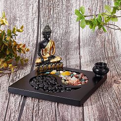 ミニ禅ガーデン陰  ヤン  風水とゴシップ  デスクトップサンドボックス  瞑想とリラクゼーションのために  家の装飾  ミックスカラー  235x190x47.5mm&nbsp;DJEW-WH0067-02