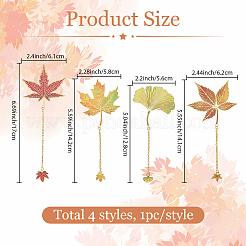 4Pcs Leaf Alloy Bookmarks&nbsp;AJEW-SP0003-39