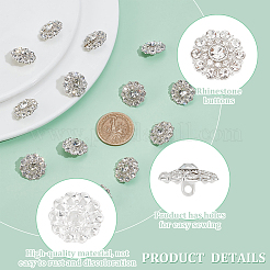 20 個の 1 穴合金シャンクボタン  ラインストーン付き  衣類用アクセサリー  銀  18x10mm  穴：2mm&nbsp;AJEW-FG0003-68