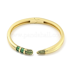 Brass Pave Green Cubic Zirconia & Glass Open Cuff Bangles for Women Men&nbsp;BJEW-Z062-25G