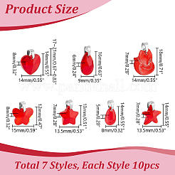 70Pcs 7 Styles Transparent Glass Pendants&nbsp;PALLOY-PH01663