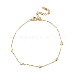 女性用304ステンレススチール製スターリンクブレスレット  イオンプレーティング（ip）  18KGP本金メッキ  8-3/4インチ（22.1cm）&nbsp;BJEW-K237-20G