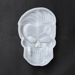 ハッピースカルディスプレイデコレーション像シリコンモールド  肖像彫刻樹脂鋳造鋳型  UVレジン用  エポキシ樹脂工芸品作り  ホワイト  148x93x21mm&nbsp;DIY-L071-08A