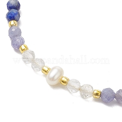 Adjustable Natural Lapis Lazuli & Quartz Crystal & Tanzanite Braided Bead Bracelets for Women&nbsp;BJEW-JB11619-04