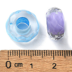 クリアアクリルヨーロピアンビーズ  大穴ビーズ  多面カット  フラットラウンド  ミックスカラー  15x8mm  穴：5.8mm&nbsp;OACR-E033-24