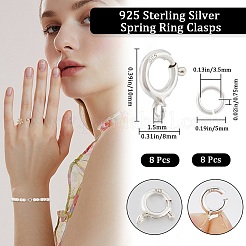 スターリングシルバースプリングリング留め金8個925個  スターリングシルバーのオープン丸カン8個925個付き  銀  10x8x1.5mm  穴：1.5mm&nbsp;STER-CN0001-33A