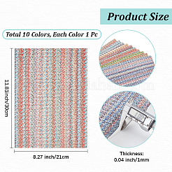 10枚 10色 PVC イミテーションレザーシート 生地  長方形  ミックスカラー  210x300x1mm  1pc /カラー&nbsp;DIY-CL0001-97B