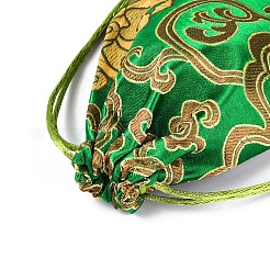 中国刺繍のサテン巾着バッグ  長方形  イヤリング、ブレスレットの包装用のギフトジュエリー包装袋  混合模様  ミックスカラー  11~11.5x9.5~10.5x0.4cm&nbsp;ABAG-N008-10x11-C01