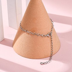 女性用ラックメッキ真鍮カーブチェーンブレスレット  カドミウムフリー＆鉛フリー  901ステンレススチール留め具  プラチナ  5-7/8x1/8インチ（15x0.3cm）&nbsp;BJEW-G735-16P