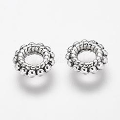チベット風合金ビーズ  カドミウムフリー＆鉛フリー  ドーナツ  アンティークシルバー  8x2mm  穴：3mm&nbsp;TIBEB-A12-3597-AS-LF