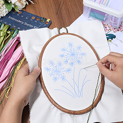 DIY 刺繍初心者キット  プリント生地を含む  刺繍糸と針  楕円形の刺繍枠  指示  花  278x173x10.5mm  内径：215x144mm  ひも：0.5~19mm&nbsp;DIY-WH20063-006D