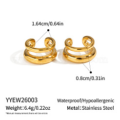 女性用304ステンレススチールカフイヤリング  18KGP本金メッキ  16.4x8mm&nbsp;QV5196-1