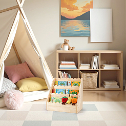 木製の本棚  取り外し可能なデスクトップブックオーガナイザー  モカシン  270x420x420mm&nbsp;AJEW-WH0410-127
