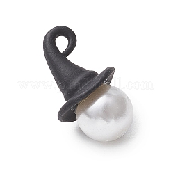 Halloween Theme Round Shell Pearl with Alloy Witch Hat Pendants&nbsp;PALLOY-JF04237