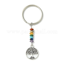 Alloy Flat Round & Heart with Tree of Life Pendant Keychain&nbsp;KEYC-JKC00591