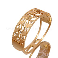 304ステンレススチールバングル  女性用幅広バングル  18KGP本金メッキ  葉  内径：2-1/4インチ（5.8cm）&nbsp;FS-WGCF05C-08