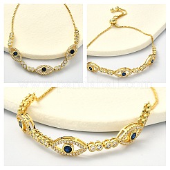 Horse Eye Cubic Zirconia Slider Bracelet&nbsp;BJEW-SZ0002-08A