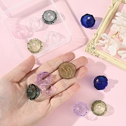 透明ガラスビーズキャップ12色6個  マルチ花弁花  ミックスカラー  23.5~24x12~15mm  穴：4mm  2個/カラー&nbsp;GLAA-YW0004-84