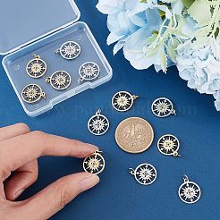 12個2色304ステンレスペンダント  コンパス付きのフラットラウンド  ゴールデン·ステンレス鋼色  17x14.5x1mm  穴：3.2mm  6個/カラー&nbsp;STAS-UN0038-92
