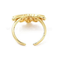 クラウン 真鍮 マイクロパヴェ クリア キュービックジルコニア オープン カフ リング 女性用  18KGP本金メッキ  クラウン：9.5x20.5mm  調整可能&nbsp;LS-RJEW-Z055-06G