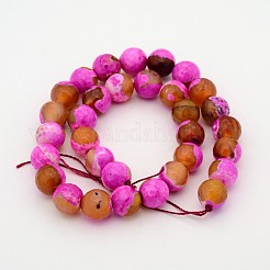 Natural Fire Crackle Agate Faceted Round Beads Strands&nbsp;G-A134-02G-8mm