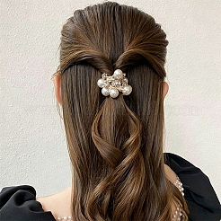 3Pcs 3 Colors Plastic Imitation Pearl with Rhinestone Elastic Hair Ties&nbsp;OHAR-DJ0001-12