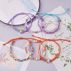 Waxed Polyester String Braided Cord Bracelets Set&nbsp;BJEW-SW00032-04
