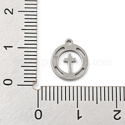 変色しない304ステンレススチールチャーム  レーザー切断  ステンレス鋼色  クロス  11.5x10x1mm  穴：1.2mm&nbsp;STAS-Z076-01P-01