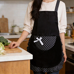 Polyester Polka Dot Bowknot Kitchen Apron&nbsp;AJEW-BM0001-49