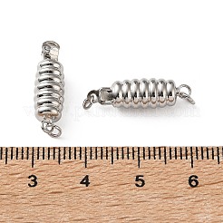 真鍮製ボックスクラスプ  溝付き柱  1連  1穴  丸カン付き  プラチナ  2mm  穴：24x6mm&nbsp;KK-K425-01P