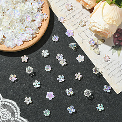 300Pcs 6 Styles ABS Plastic Imitation Pearl & Acrylic Bead Caps&nbsp;OACR-SC0002-35