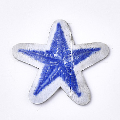 機械刺繍布地アイロンワッペン  マスクと衣装のアクセサリー  アップリケ  スター  ブルー  34~36x35~39x1.5~2mm&nbsp;LS-FIND-T030-030A