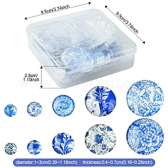 40Pcs 5 Styles Printed Glass Cabochons&nbsp;GGLA-FS0001-11
