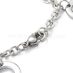 変色しにくい304ステンレススチールチャームブレスレット  リング  ステンレス鋼色  7-1/8インチ（18.2cm）&nbsp;STAS-A052-27P