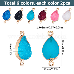 12Pcs 6 Colors Druzy Quartz Crystal Dyed Connector Charms&nbsp;FIND-SC0005-33