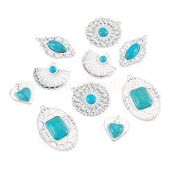 10Pcs 5 Styles Dyed Synthetic Turquoise Pendants&nbsp;STAS-TA0006-20