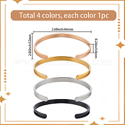 4Pcs 4 Colrs C-Shaped 201 Stainless Steel Grooved Cuff Bangles&nbsp;BJEW-SC0001-66