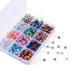 12色のクラックルガラスビーズ  ラウンド  ツートン  ミックスカラー  6mm  穴：1.2mm  約60PCS /カラー&nbsp;CCG-TA0002-05B