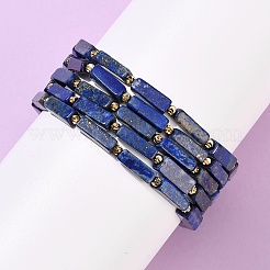 天然石ラピスラズリビーズストレッチブレスレット  直方体の  ビーズ：13.5x4.5x4.5mm  内径：2-1/8インチ（5.5cm）&nbsp;BJEW-F523-04