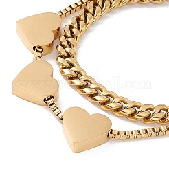 Heart Beaded Double Chains Layered Multi-strand Bracelet&nbsp;STAS-D184-11G