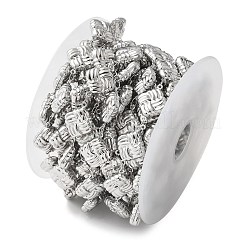 304ステンレススチールスクエアリンクチェーン  ハンダ付け  スプールで  ステンレス鋼色  21.5x16x6mm  約5m /ロール&nbsp;CHS-Z004-20P