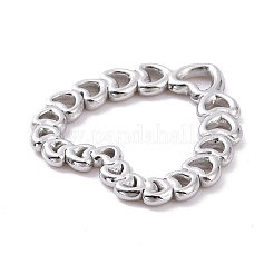 変色しない304ステンレススチール製リンクリング  ハート  ステンレス鋼色  20.5x20x1mm  内径：10.5x13mm&nbsp;STAS-G264-01P