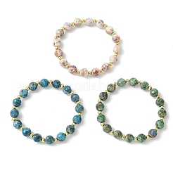 Round Electroplated Natural Druzy Geode Crystal Beaded Bracelets&nbsp;BJEW-JB13924